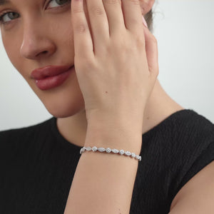 Gilded 3 Carat Lab-Grown Diamond Fashion Bracelet with Marquise and Round-Shaped Composite Centers