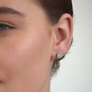 Gilded 1 Carat Lab-Grown Diamond Round-Shaped Stud Plus with a Round Halo