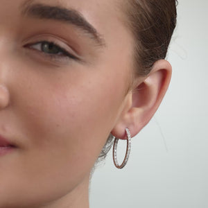 Gilded 2 Carat Lab-Grown Diamond Prong-Set Oval Inside-Out Hoops