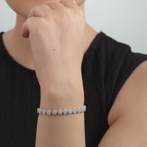 Gilded 5 Carat Lab-Grown Diamond Fashion Bracelet with Graduating Blossom Motifs