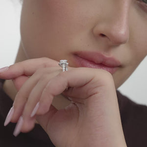 Gilded 2 Carat Lab-Grown Diamond Princess-Cut Halo Bridal Ring Set