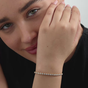 Gilded 5 Carat Lab-Grown Diamond Round-Shaped Line Bracelet in a Cup Setting