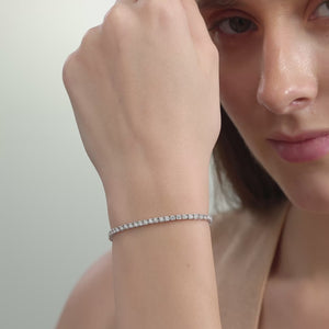 Gilded 3 Carat Lab-Grown Diamond Round-Shaped Classic Tennis Bracelet