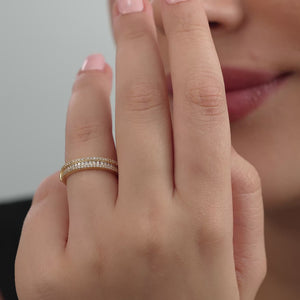 Gilded 1/4 Carat Lab-Grown Diamond Three-Row Petite Anniversary Band