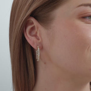 Gilded 5 Carat Lab-Grown Diamond Emerald-Cut, Round-Shaped Hoops