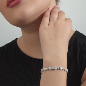 Gilded 5 Carat Lab-Grown Diamond Fashion Bracelet with Alternating Small and Big Halos