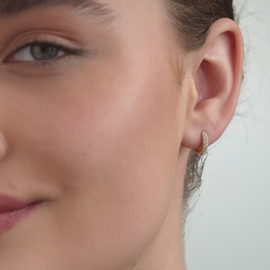 Gilded 1/4 Carat Lab-Grown Diamond Pavé Round-Shaped Huggie Hoops