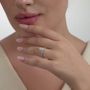 Gilded 3/8 Carat Lab-Grown Diamond Emerald-Cut Halo Engagement Ring Set