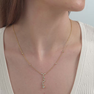 Gilded 3/4 Carat Lab-Grown Diamond Molecular Bezel-Set Necklace with Diamond Stations