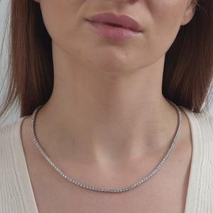 Gilded 15 Carat Lab-Grown Diamond Round-Shaped Straight Line Tennis Necklace