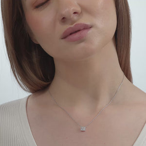 Gilded 3/4 Carat Lab-Grown Diamond Princess-Cut Solitaire Plus Pendant with a Delicate Halo
