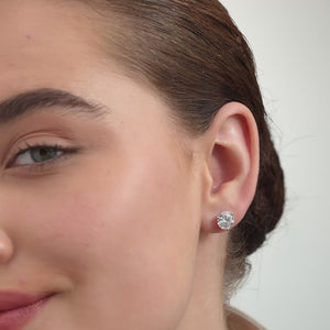 Gilded 5 Carat Lab-Grown Diamond Round-Shaped Three-Prong, Martini Solitaire Studs