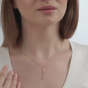 Gilded 1/2 Carat Lab-Grown Diamond Bezel-Set Pendant with Alternating Round and Pear-Shaped Stones