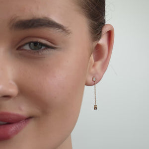 Gilded 1/2 Carat Lab-Grown Diamond Chain Earring with Bezel-Set Stations