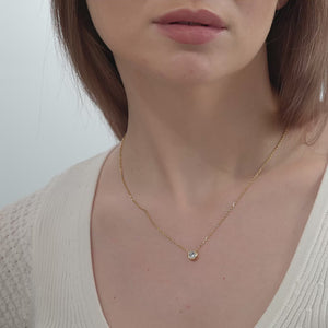 Gilded 1/2 Carat Lab-Grown Diamond Round-Shaped, Bezel-Set Station Solitaire Pendant