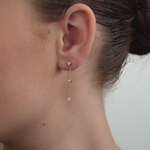 Gilded 1/4 Carat Lab-Grown Diamond Chain Earrings with Bezel-Set Stations