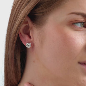Gilded 6 Carat Lab-Grown Diamond Round-Shaped Three-Prong Martini Solitaire Studs