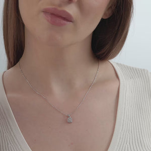 Gilded 1/4 Carat Lab-Grown Diamond Princess-Cut Solitaire Plus Pendant with a Cushion Halo