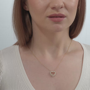 Gilded 1/2 Carat Lab-Grown Diamond Heart-Shaped Pendant with a Halo