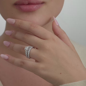 Gilded 3 Carat Lab-Grown Diamond Princess-Cut Solitaire Plus Engagement Set with Composite Sides