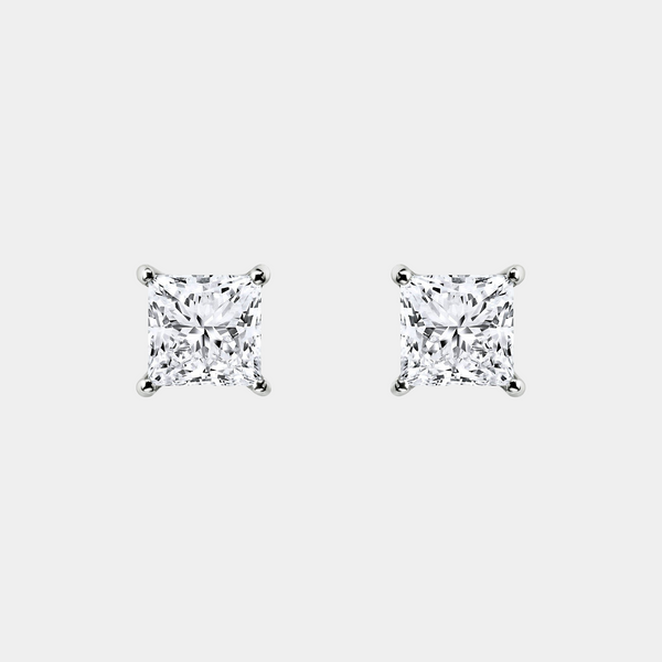 2 Carat Lab-Grown Diamond Princess-Cut Classic Solitaire Studs — GILDED New York