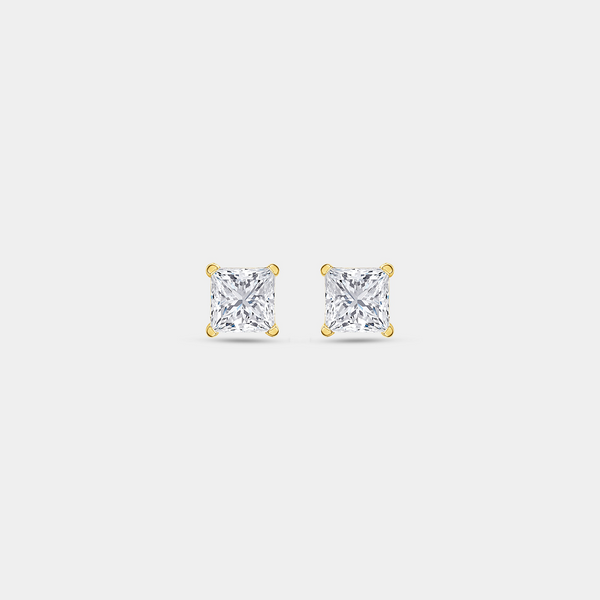 1/2 Carat Lab-Grown Diamond Princess-Cut Classic Solitaire Studs — GILDED New York