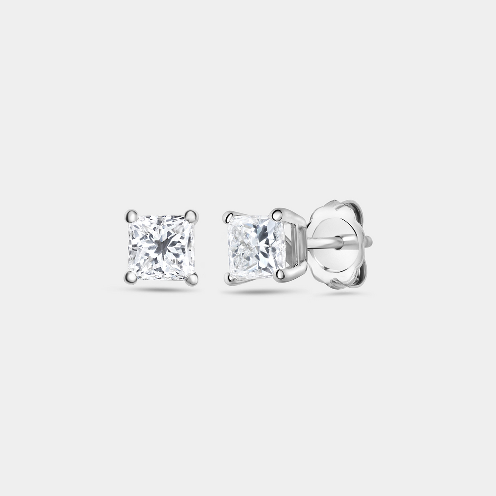 1 Carat Lab-Grown Diamond Princess-Cut Classic Solitaire Studs — GILDED New York