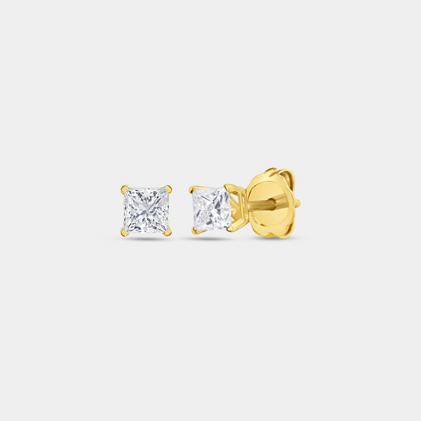 1/2 Carat Lab-Grown Diamond Princess-Cut Classic Solitaire Studs — GILDED New York