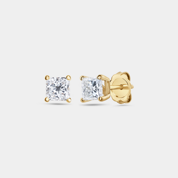 1 Carat Lab-Grown Diamond Princess-Cut Classic Solitaire Studs — GILDED New York