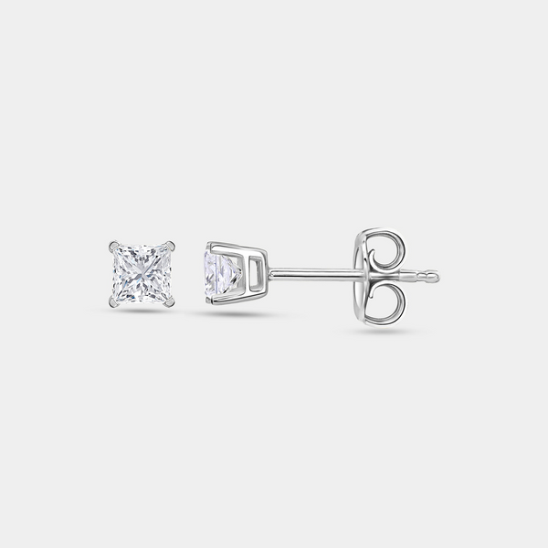 1/2 Carat Lab-Grown Diamond Princess-Cut Classic Solitaire Studs — GILDED New York