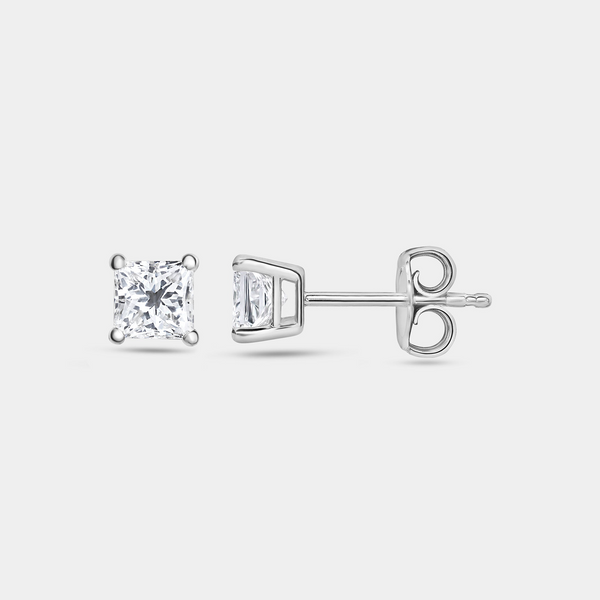 1 Carat Lab-Grown Diamond Princess-Cut Classic Solitaire Studs — GILDED New York