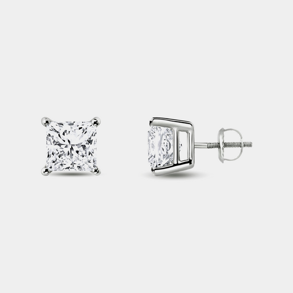 2 Carat Lab-Grown Diamond Princess-Cut Classic Solitaire Studs — GILDED New York