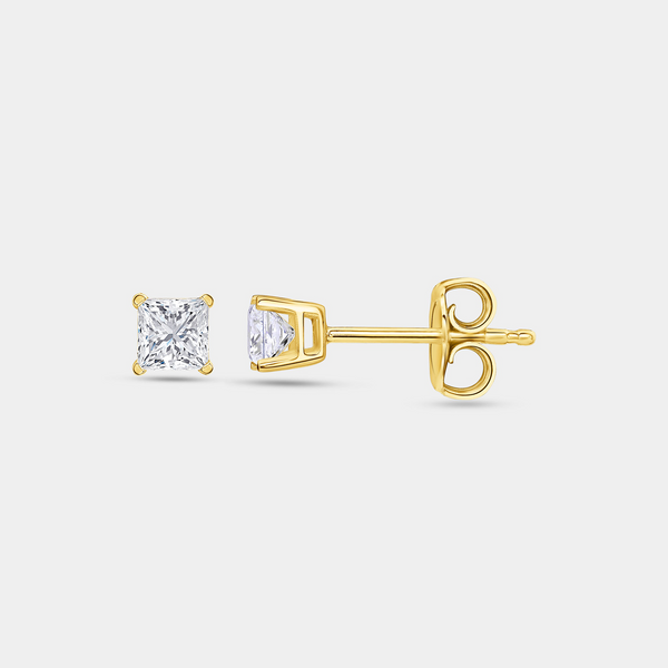 1/2 Carat Lab-Grown Diamond Princess-Cut Classic Solitaire Studs — GILDED New York