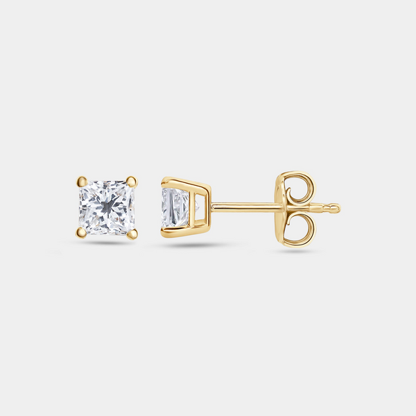 1 Carat Lab-Grown Diamond Princess-Cut Classic Solitaire Studs — GILDED New York