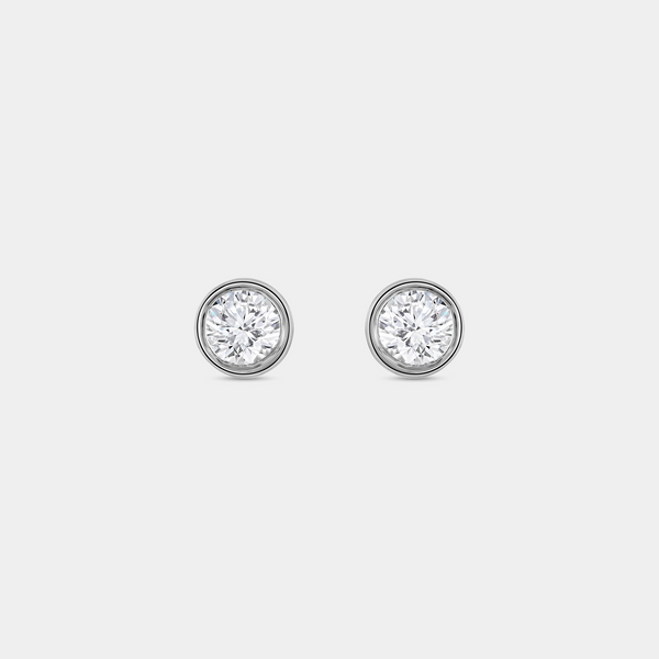 1 Carat Lab-Grown Diamond Round-Shaped, Bezel-Set Solitaire Studs — GILDED New York