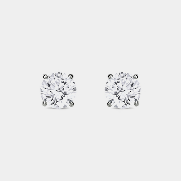 2 Carat Lab-Grown Diamond Round-Shaped Classic Solitaire Studs — GILDED New York