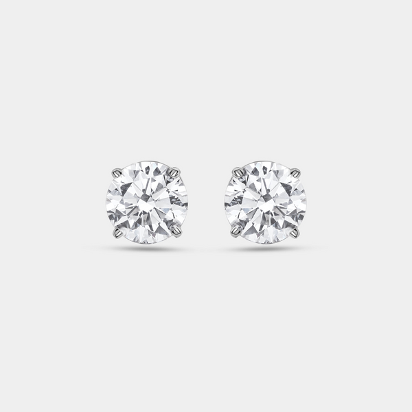 3 Carat Lab-Grown Diamond Round-Shaped Classic Solitaire Studs — GILDED New York