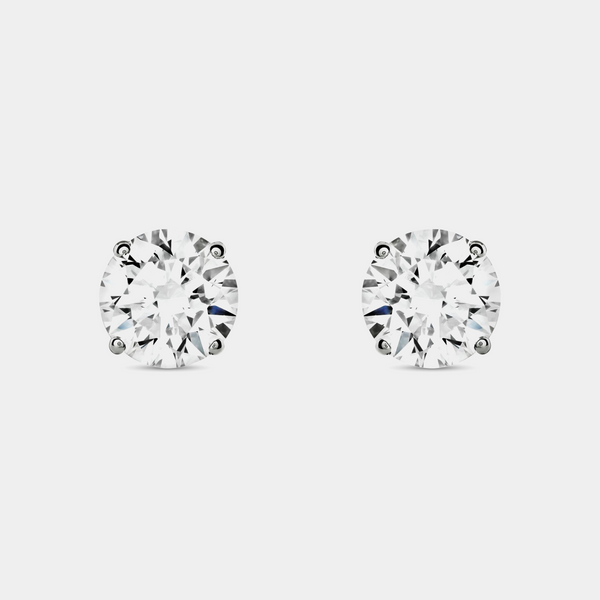 4 Carat Lab-Grown Diamond Round-Shaped Classic Solitaire Studs — GILDED New York