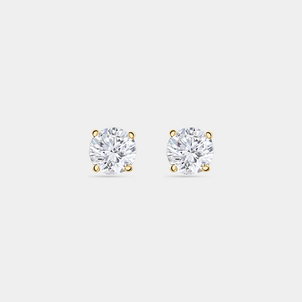 1 Carat Lab-Grown Diamond Round-Shaped Classic Solitaire Studs — GILDED New York