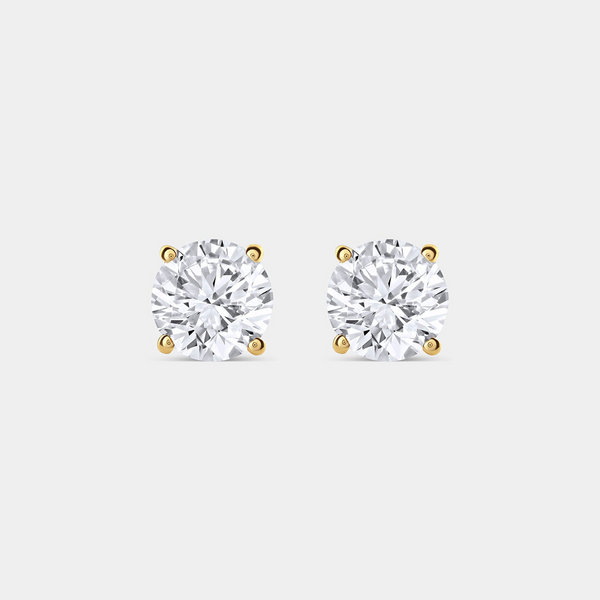 2 Carat Lab-Grown Diamond Round-Shaped Classic Solitaire Studs — GILDED New York