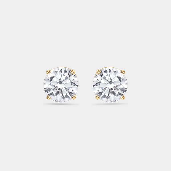 3 Carat Lab-Grown Diamond Round-Shaped Classic Solitaire Studs — GILDED New York