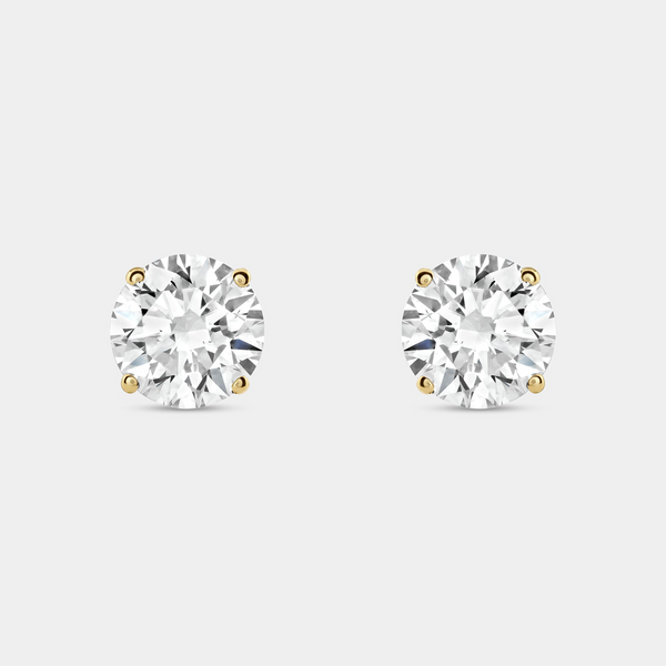 4 Carat Lab-Grown Diamond Round-Shaped Classic Solitaire Studs — GILDED New York