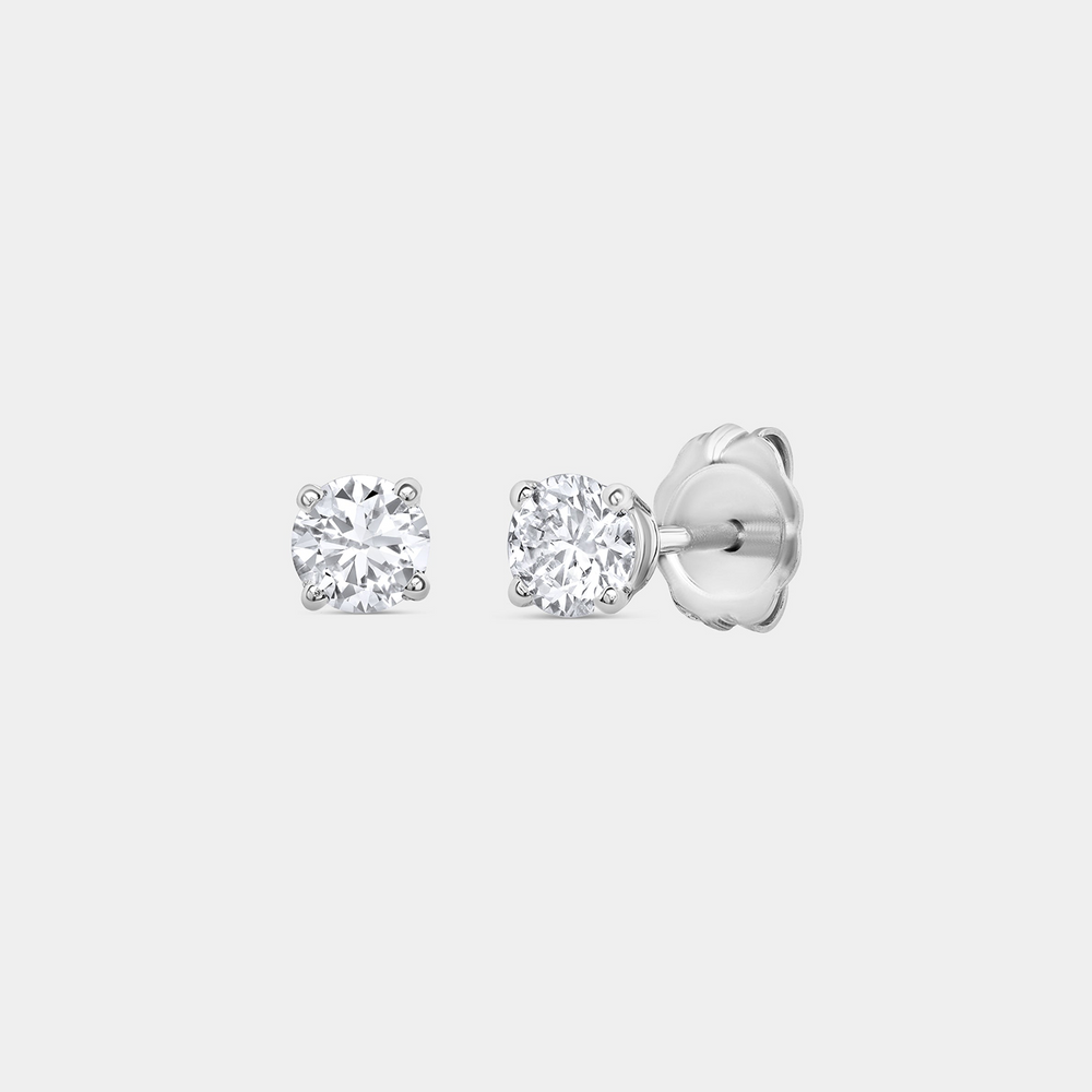 1/2 Carat Lab-Grown Diamond Round-Shaped Classic Solitaire Studs — GILDED New York