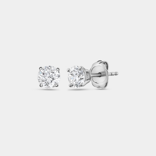 1 Carat Lab-Grown Diamond Round-Shaped Classic Solitaire Studs — GILDED New York
