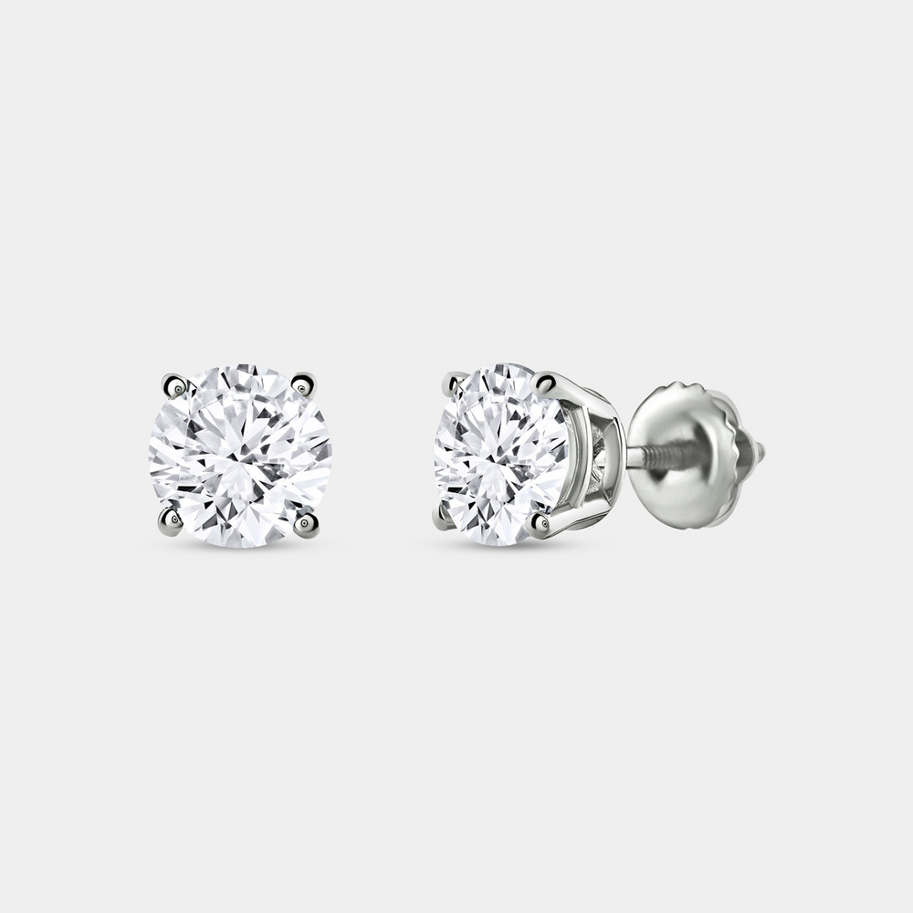 2 Carat Lab-Grown Diamond Round-Shaped Classic Solitaire Studs — GILDED New York