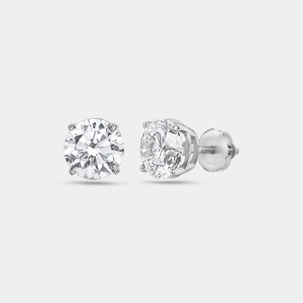 3 Carat Lab-Grown Diamond Round-Shaped Classic Solitaire Studs — GILDED New York