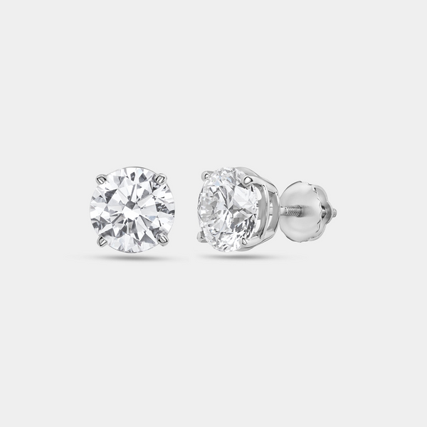 3 Carat Lab-Grown Diamond Round-Shaped Classic Solitaire Studs — GILDED New York