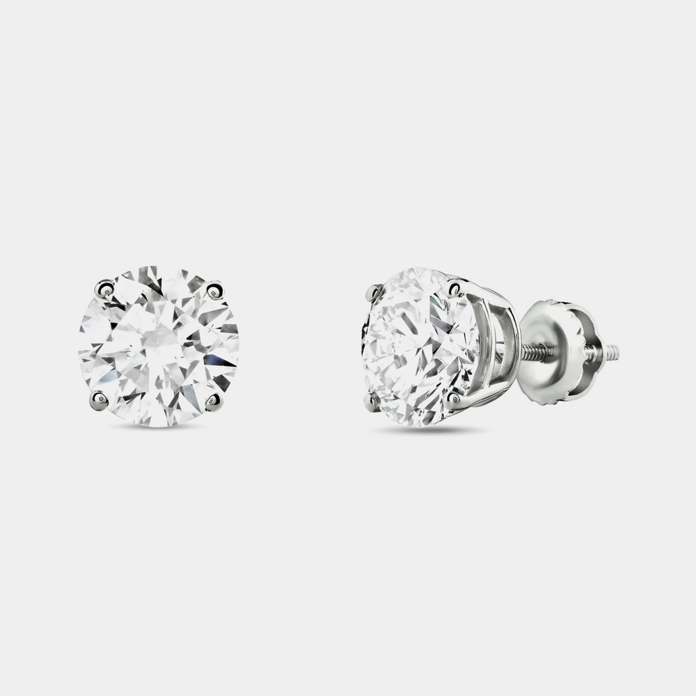 4 Carat Lab-Grown Diamond Round-Shaped Classic Solitaire Studs — GILDED New York