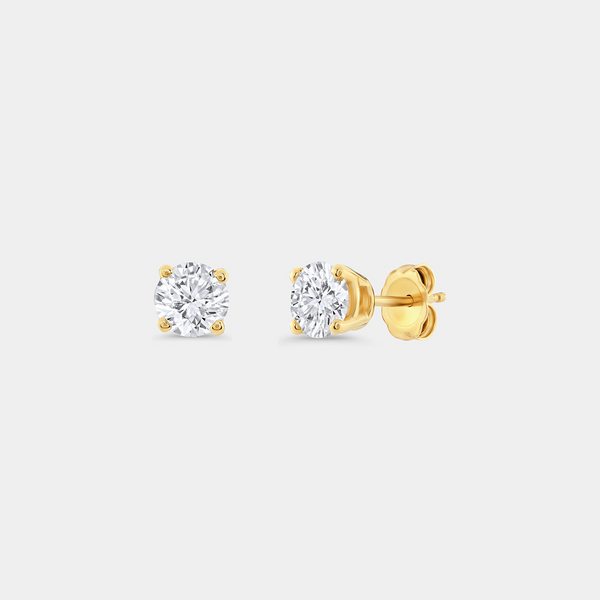 1/2 Carat Lab-Grown Diamond Round-Shaped Classic Solitaire Studs — GILDED New York