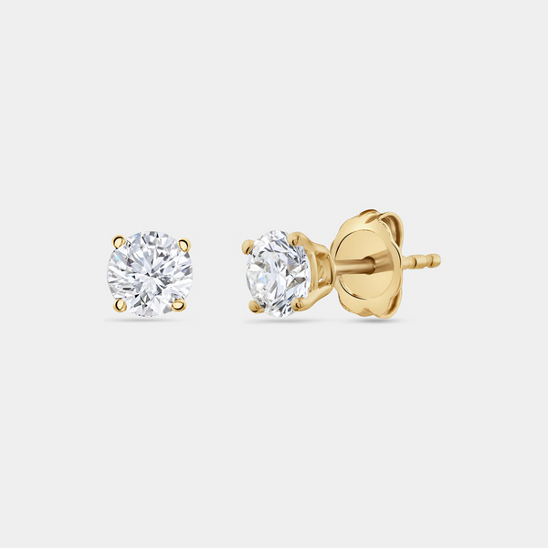 1 Carat Lab-Grown Diamond Round-Shaped Classic Solitaire Studs — GILDED New York